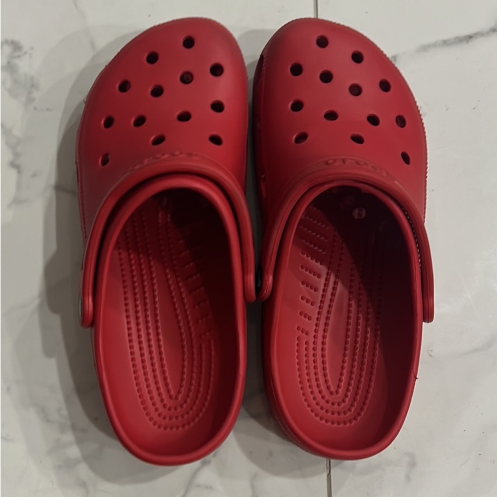 Red crocks , size 9 men